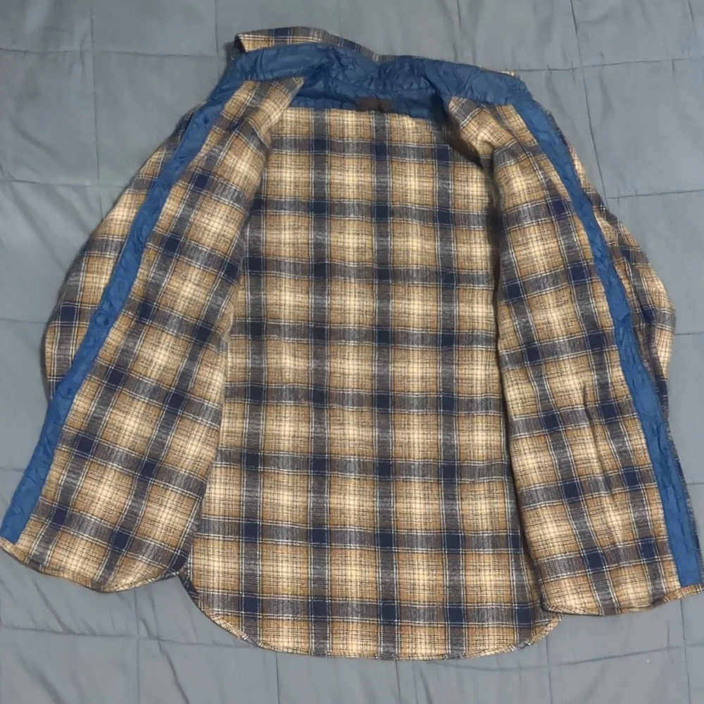 Pendleton Blue and Yellow/Orange Plaid Shirt - Picture 3 of 4